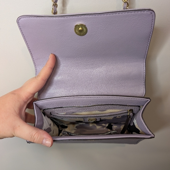 Anne Klein Lavender Textured Crossbody Bag Gold Chain Medallion - Picture 6 of 14